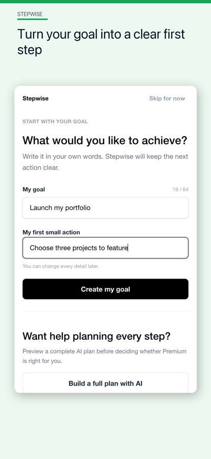 Stepwise Goal Planner App Store screenshot